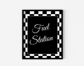 Printable Bad Two the Bone Food And Drink Sign Checkered Print Fuel Station Table Sign Bad 2 the Bone Birthday Decor Boy 2nd Birthday Ideas