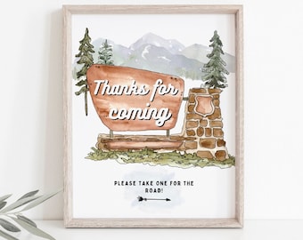 Printable Thanks for Coming Sign National Park Theme Baby Shower Party Favor Sign National Park Wedding Decor National Park Birthday