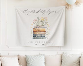 30th Birthday Book Themed Personalized Backdrop Library Theme Birthday Sign Book Lover Party Banner Bookish Birthday Decor Chapter 30