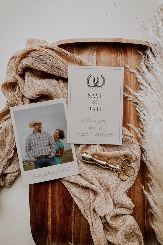 Editable Western Save the Date Template Double Sided Southwestern Photo Save The Date Invite Desert Save Our Date Card Western Wedding Ideas