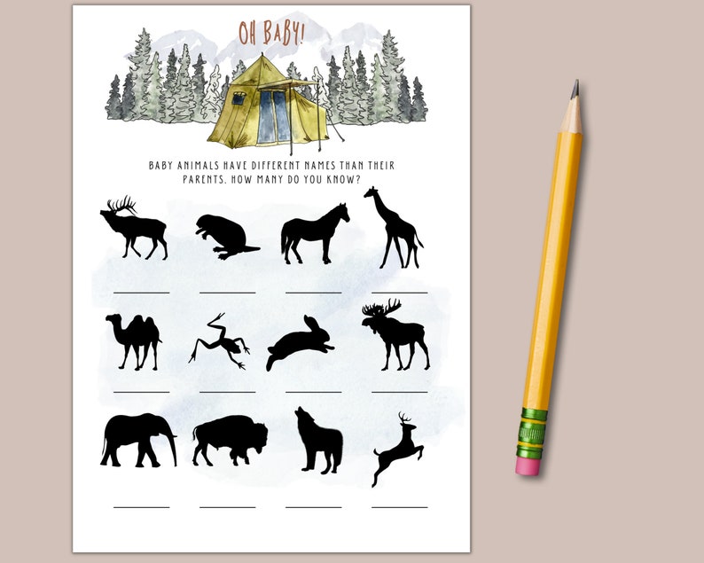 Printable Camping Baby Shower Game Bundle Instant Download Etsy Canada