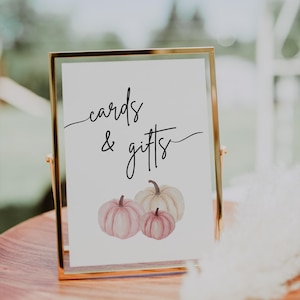 Printable Pink Pumpkin Baby Shower Gifts Sign For Girl Baby Shower Fall Theme Shower Decor Ideas Pumpkin Cards And Gifts Table Sign Pink