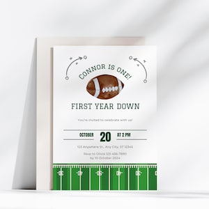 Editable Football 1st Birthday Invitation Template First Birthday Idea For Boy Football Theme Birthday Party First Year Down Birthday Invite