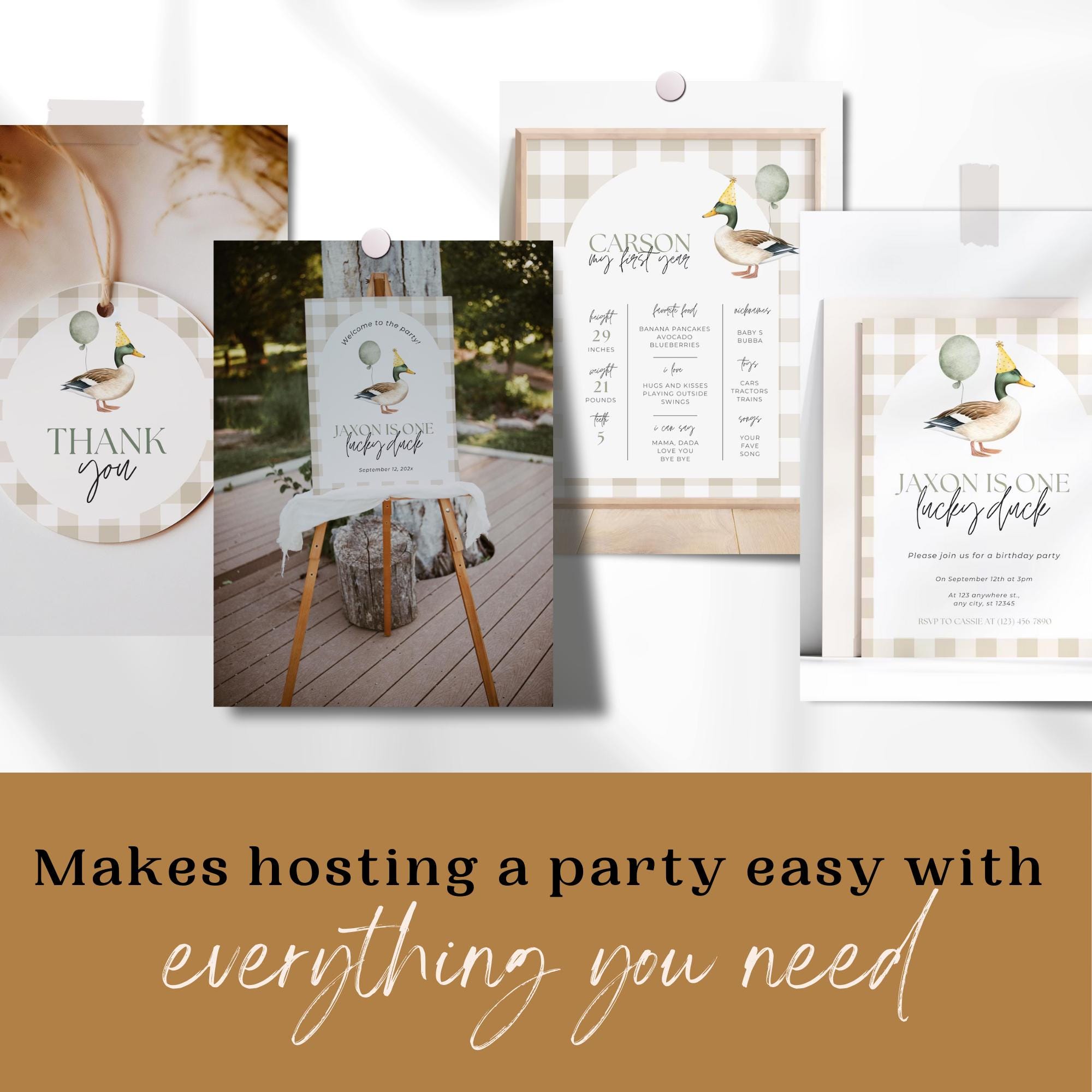 One Lucky Duck Decal - Mallard Duck Hunting Gender Reveal & 1st Birthday Party Wall Sticker (11.81x29.52 Inch) - View #4