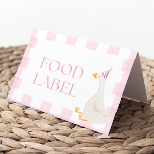 Pink Silly Goose Birthday Food Label Template Goose 1st Birthday Food Table Decor First Birthday Buffet Label For Girl One Silly Goose
