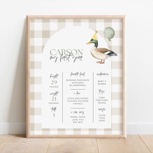 Modèle d'affiche d'anniversaire Un canard porte-bonheur éditable pour le premier anniversaire
