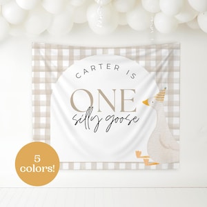 One Silly Goose Birthday Personalized Banner 1st Birthday Silly Goose Party Decor Photo Backdrop Goose Custom Banner First Birthday Ideas