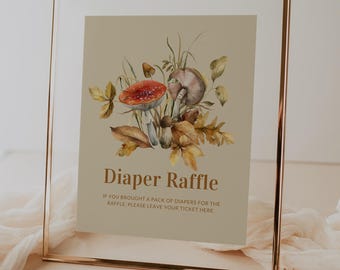 Printable Mushroom Baby Shower Diaper Raffle Sign A Little Fungi Is On The Way Shower Decor Table Sign Diaper Raffle Game Mushroom Theme