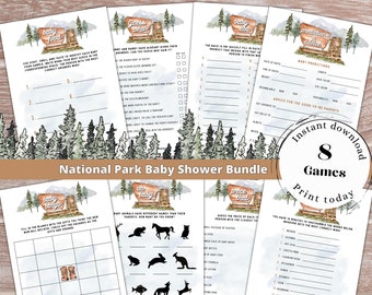 Printable National Park Baby Shower Games, Instant Download, National Park Baby Shower, Adventure Awaits Baby Shower