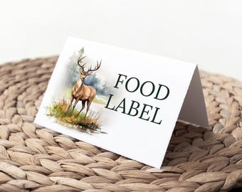 The Big One Deer Birthday Food Label Template Editable Hunting Theme Birthday Food Table Decor White Tailed Deer Buffet Label Printable