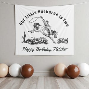 Cowboy 2nd Birthday Banner Boy Little Buckaroo Is Turning Two Wall Decor Western  Birthday Photo Backdrop Cowboy Second Rodeo Birthday Sign