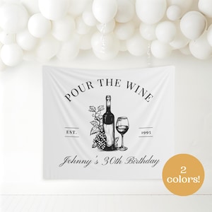 Wine Birthday Party Banner Aged To Perfection Backdrop 30th Birthday Decor For Him Wine Theme Personalized Banner 40th Birthday Man Decor