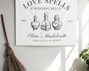 Love Spells and Wedding Bells Bachelorette Party Banner Witchy Bachelorette Photo Backdrop Halloween  Bachelorette Decor Salem Bach Trip