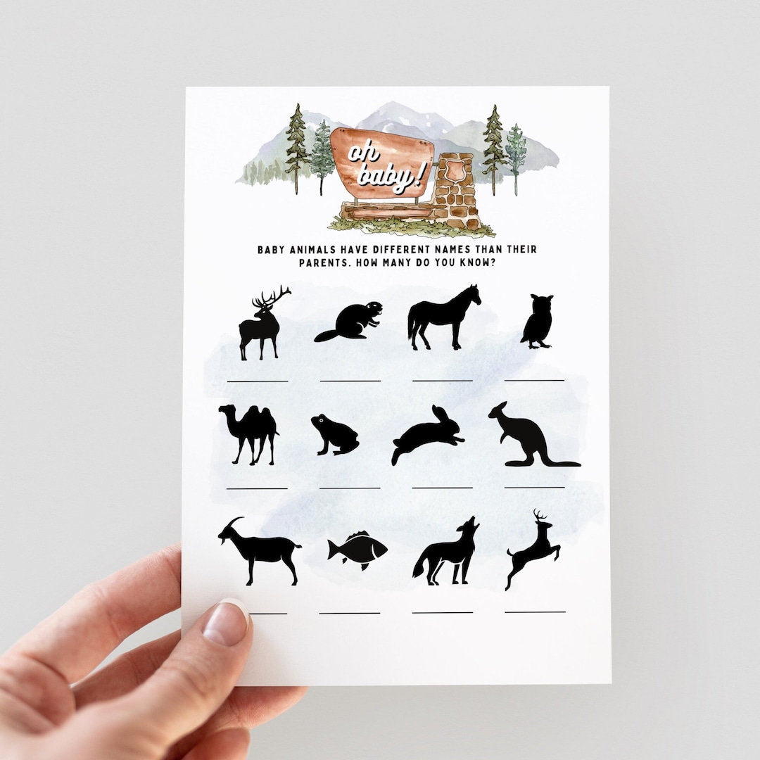 Printable Baby Animal Match Game National Park Baby Shower Game Ideas
