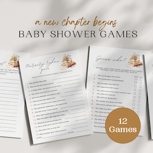 A New Chapter Begins Baby Shower Game Bundle Girl Storybook Baby Shower Games Printable Book Theme Baby Shower Ideas For Girl Wildflower
