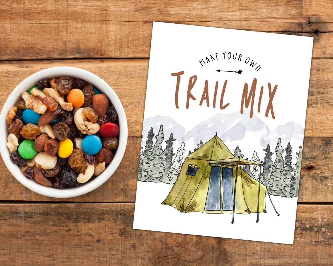 Printable Trail Mix Bar Sign Camping Themed Baby Shower | Etsy
