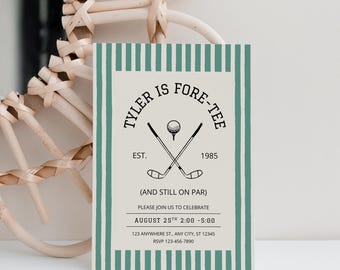 Invitación editable para el 40.º cumpleaños de golf, fiesta temática de golf para él, cumpleaños de golfista