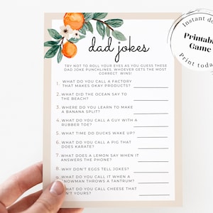 Printable Dad Jokes Baby Shower Game Cutie Theme Funny Shower Game Ideas Summer Baby Shower Party Game Fun Cutie Baby Shower Ideas Boy Girl