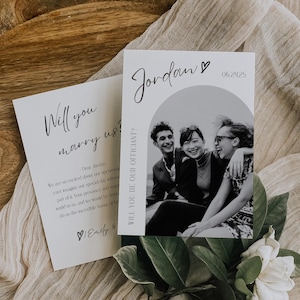 Foto modificabile per biglietto di proposta per officiante di matrimonio Sarai il nostro officiante per chiedere modello di biglietto Moderno Ci sposerai Idea regalo per un amico