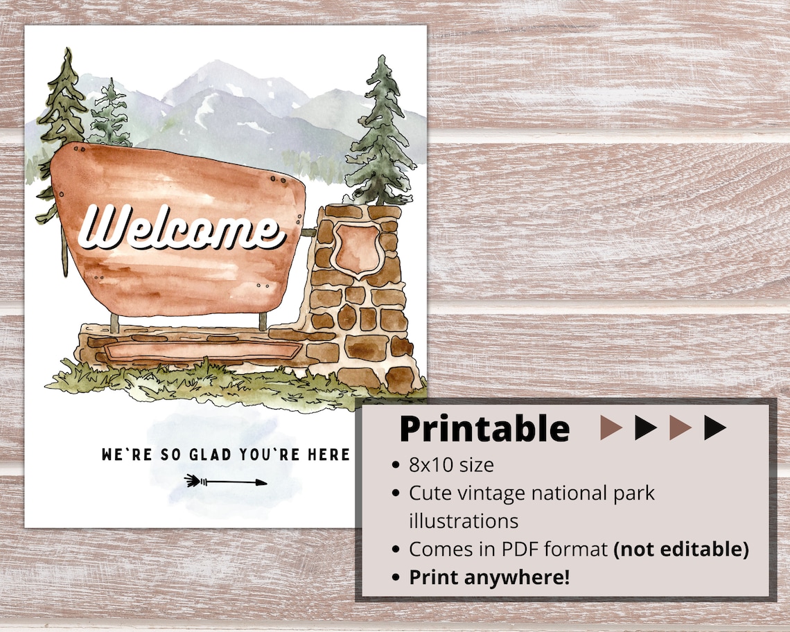Printable National Park Welcome Sign Instant Download - Etsy