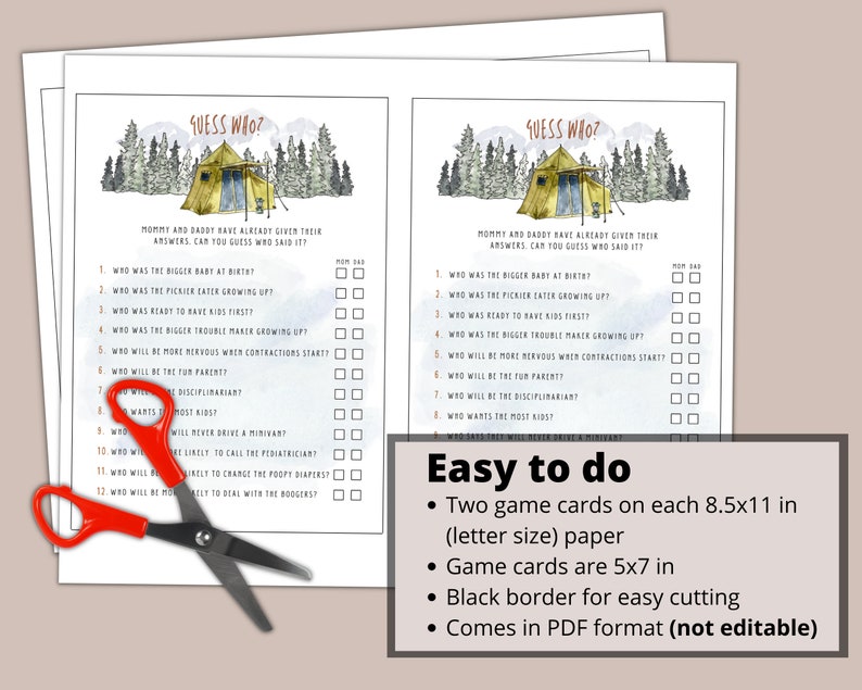 Printable Camping Baby Shower Game Bundle Instant Download Etsy Canada