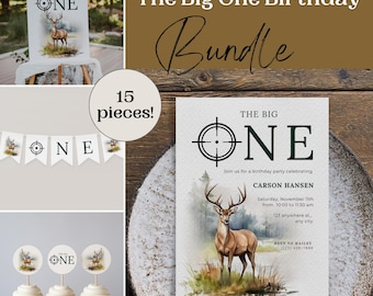 The Big One Deer Birthday Bundle Hunting 1st Birthday Decor Whitetail Deer Birthday Party Set First Birthday Theme Boy 1st Hunting Trip Buck