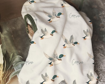Personalized Mallard Duck Baby Blanket With Name Duck Hunter Blanket Baby Shower Gift Idea Duck Nursery Theme Decor Duck Hunting