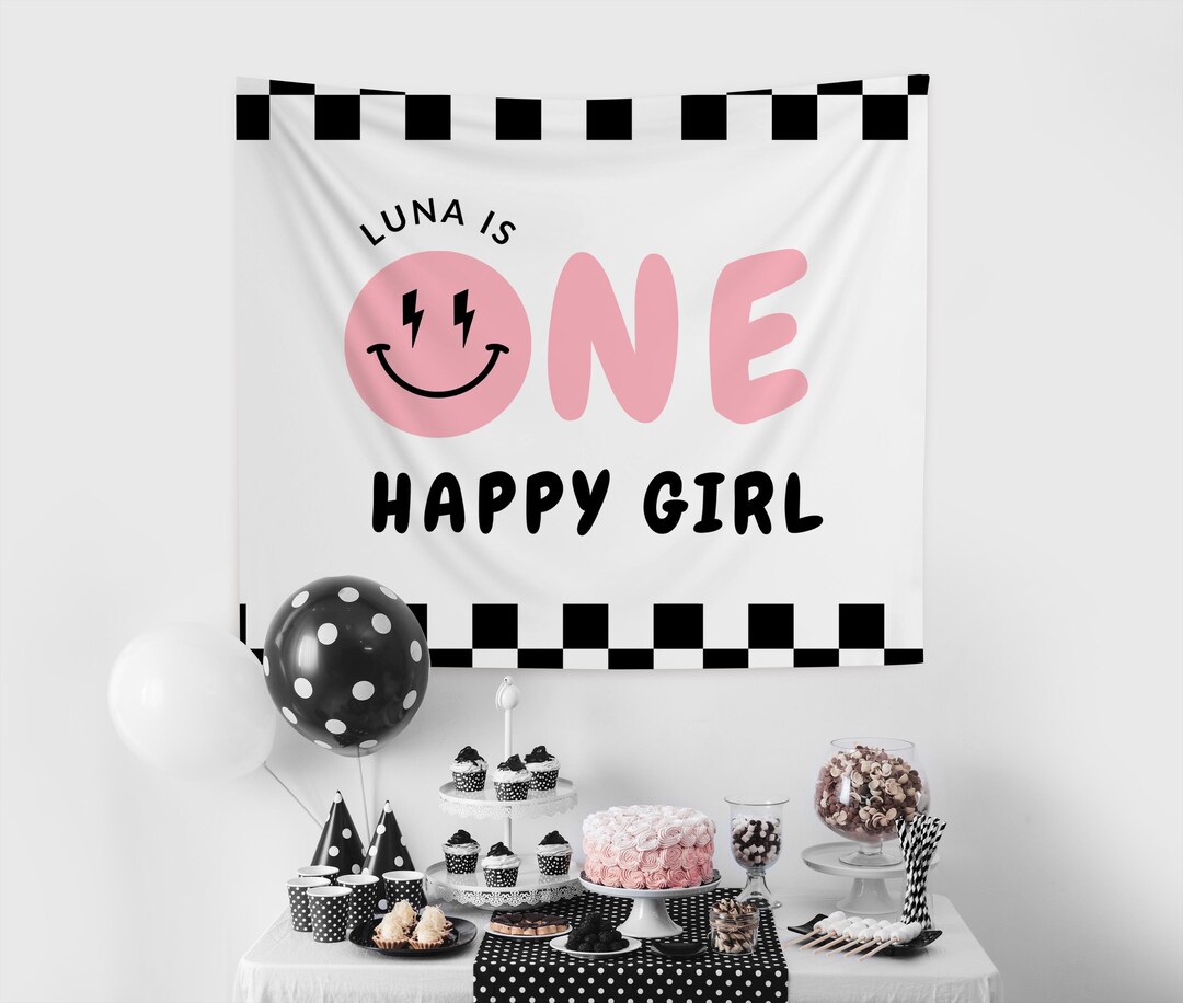 One Happy Girl Banner 1st Birthday Ideas Girl Personalized Birthday ...