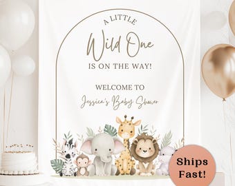 Wild One Baby Shower Personalized Banner A Little Wild One Is On The Way Custom Backdrop Safari Shower Welcome Sign Wild One Baby Tapestry