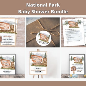 National Park Baby Shower Bundle, Instant Download, Editable National Park Baby Shower Invitation, Woodland theme
