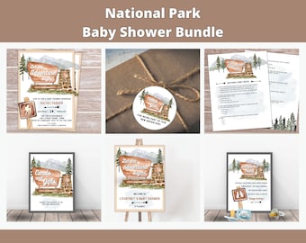 National Park Baby Shower Bundle, Instant Download, Editable National Park Baby Shower Invitation, Woodland theme