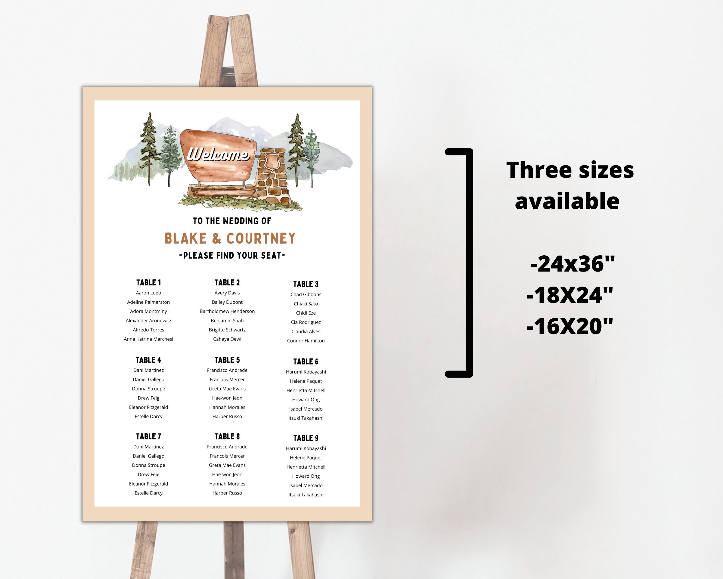 Editable National Park Seating Chart Template Instant Etsy