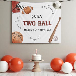 Geboren Zwei Ball Geburtstag Banner Junge 2. Geburtstag Foto Hintergrund Sport Thema Geburtstag Tapisserie All Star Zweiter Geburtstag Geboren 2 Ball Decor