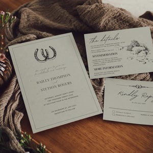 Bearbeitbare Western-Hochzeits-Einladungs-Vorlage Hochzeitseinladung in der Wüste Western-Hochzeitseinladung Minimalistische Cowboy-Hochzeits-Ideen