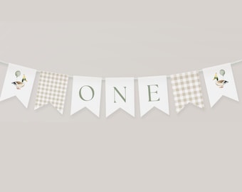 Printable One Lucky Duck Birthday Decor Ideas Boy 1st Birthday Garland For High Chair Banner Boy One Lucky Duck Birthday Party Banner