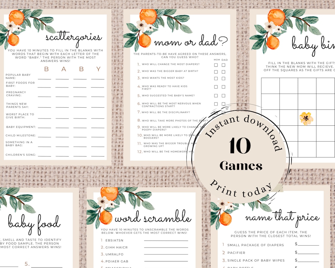 Printable Baby Shower Game Bundle Cutie Theme Fun Shower Ideas Little ...