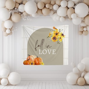 Fall In Love Personalized Banner Fall Bridal Shower Decor Pumpkin Photo Backdrop For Bridal Shower Custom Banner Fall In Love Wedding Shower
