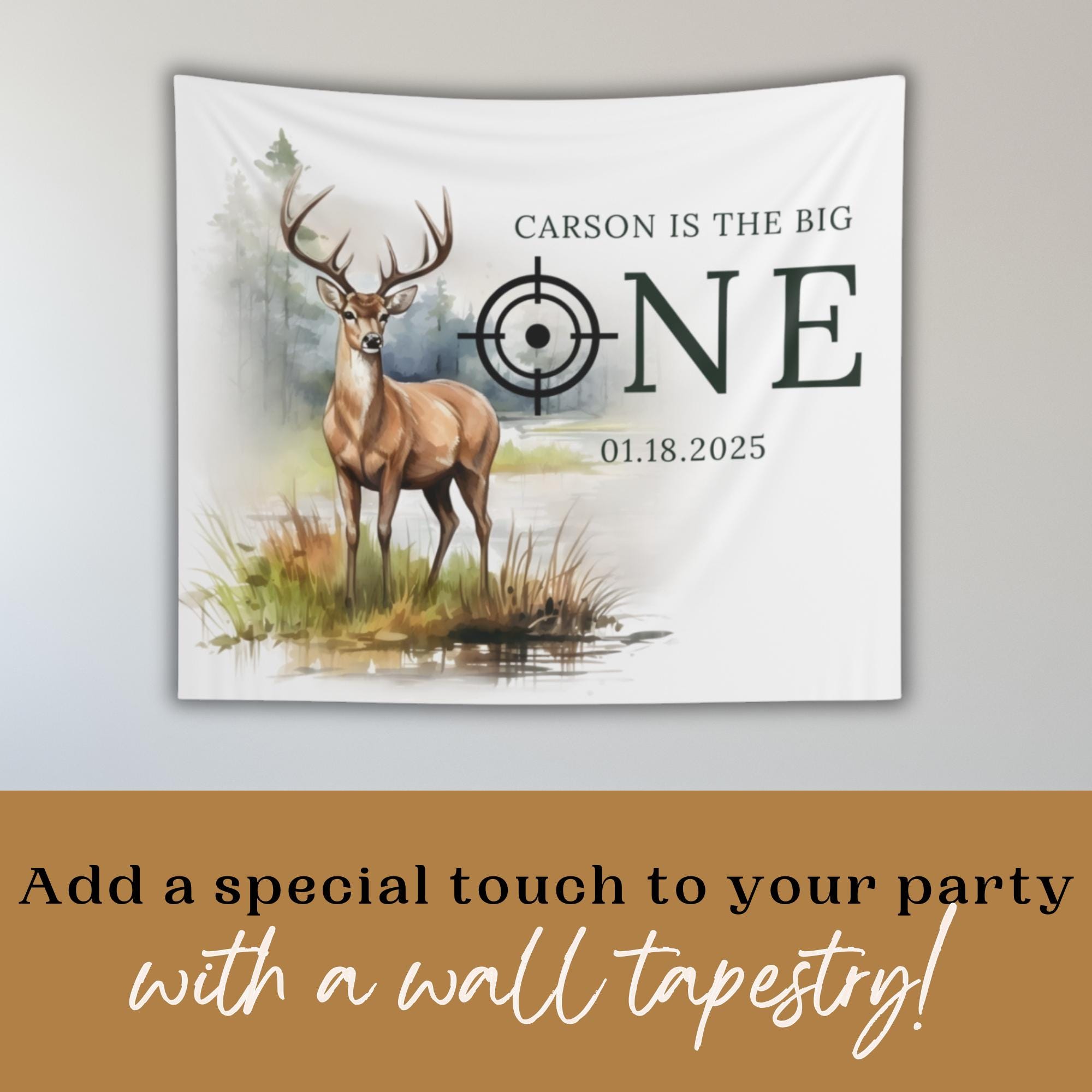 Little Deer First Birthday Banner - "Deer Little One" Party Decorations
