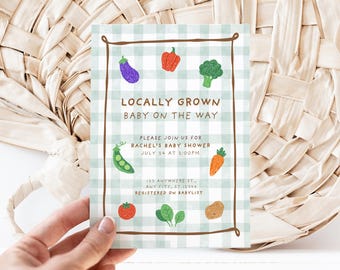 Editable Locally Grown Baby Shower Invitation Farmers Market Baby Shower Invite Organic Baby Invite Farm Fresh Summer Baby Shower Ideas