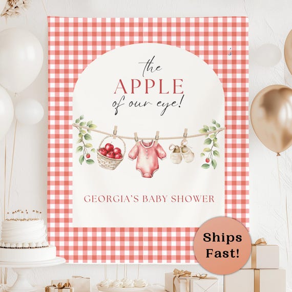 Apple Baby Shower Custom Banner The Apple of Our Eye Sign Fruit Baby Shower Backdrop Gender Neutral Fall Baby Shower Ideas Locally Grown