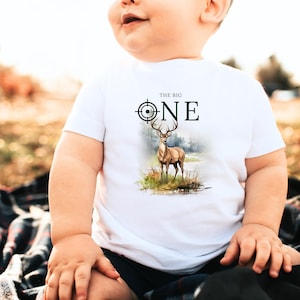 Deer Birthday Shirt Hunting Theme Family Matching First Birthday Tshirt White Tail Birthday Tee The Big One Birthday Party Mom Dad Shirt