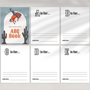 Editable Cowboy Alphabet Coloring Book Baby Shower Game Western Baby&#39;s First ABC Book Activity Keepsake Cowboy Baby Shower Game Ideas