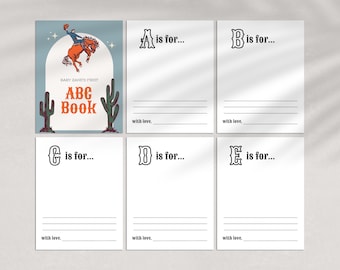 Editable Cowboy Alphabet Coloring Book Baby Shower Game Western Baby's First ABC Book Activity Keepsake Cowboy Baby Shower Game Ideas