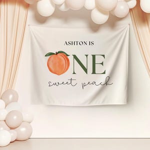 Peach First Birthday Banner One Sweet Peach Birthday Decor Girl 1st Birthday Custom Banner Summer Birthday Party Girl Peach Photo Backdrop