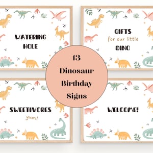 Girl Dinosaur Birthday Decorations, Printable Table Signs, Instant Download, Dinosaur Birthday Signs, Tropical Dinosaur