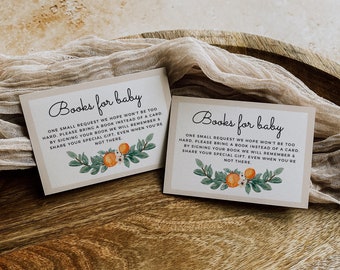 Printable Little Cutie Books for Baby Card, Instant Download, A Little Cutie Baby Shower, Clementine Baby Shower, Gender Neutral