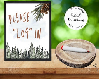 Printable Guest Book Sign Woodland Theme Please Log In National Park Baby Shower Ideas Please Sign In Wedding Guest Book Mountain Theme Sign