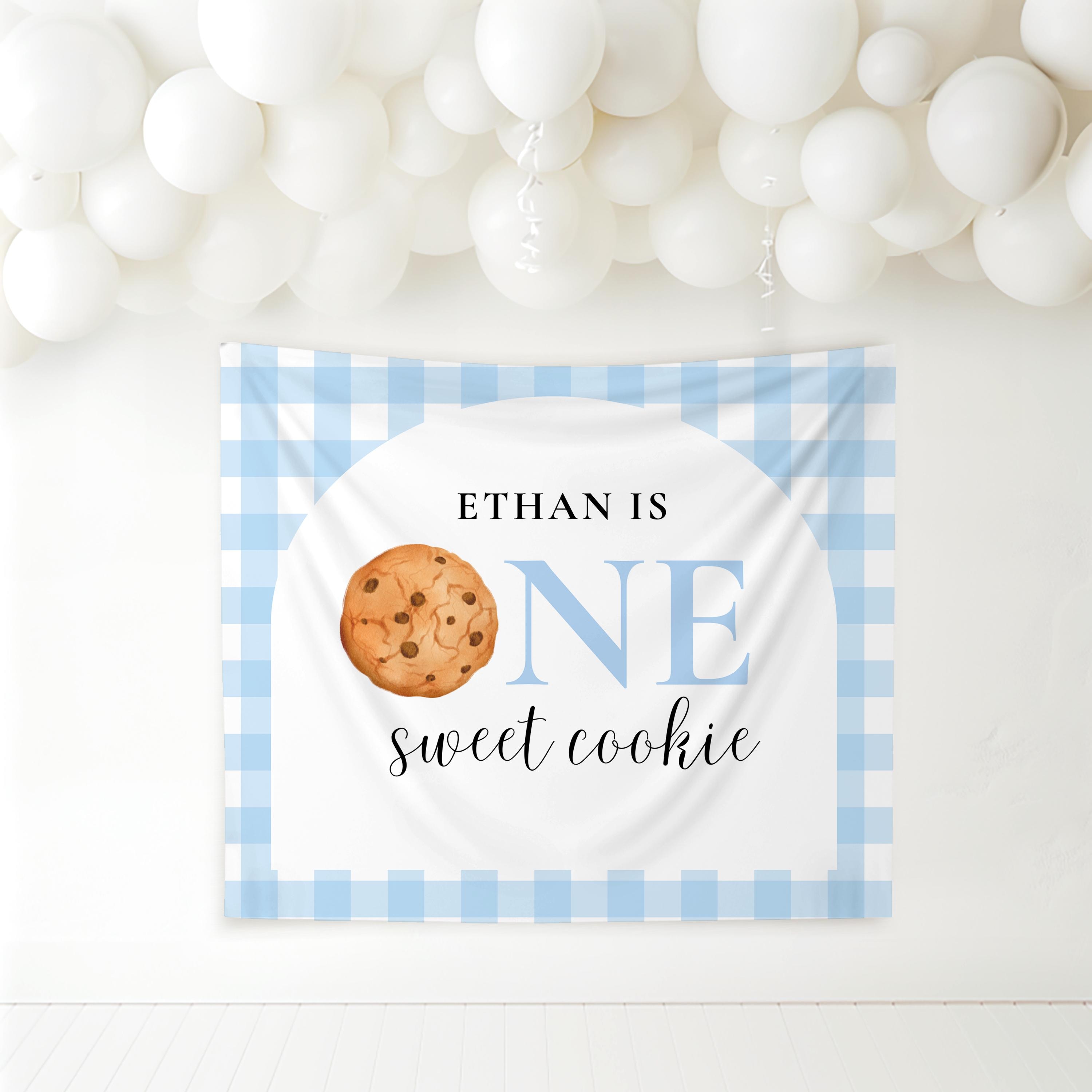Milk And Cookies First Birthday Birthday Personalized Backdrop One Sweet Cookie Birthday Decor Ideas Boy 1st Birthday Party Custom Banner