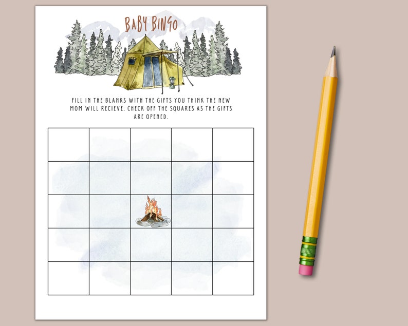 Printable Camping Baby Shower Game Bundle Instant Download Etsy Canada