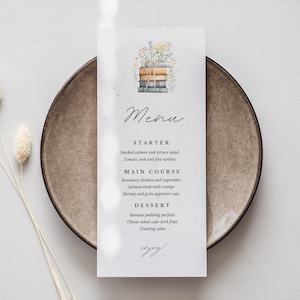 Bearbeitbares Neues Kapitel Babyparty-Menüvorlage Storybook Shower Dinner Menu Card Druckbares Buchthema Menükarte Neues Kapitel beginnt